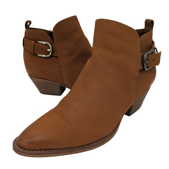 Sam Edelman Shoes - Sam Edelman Western Leather Ankle Booties Women Size 8 Boho Buckle   Block Heel